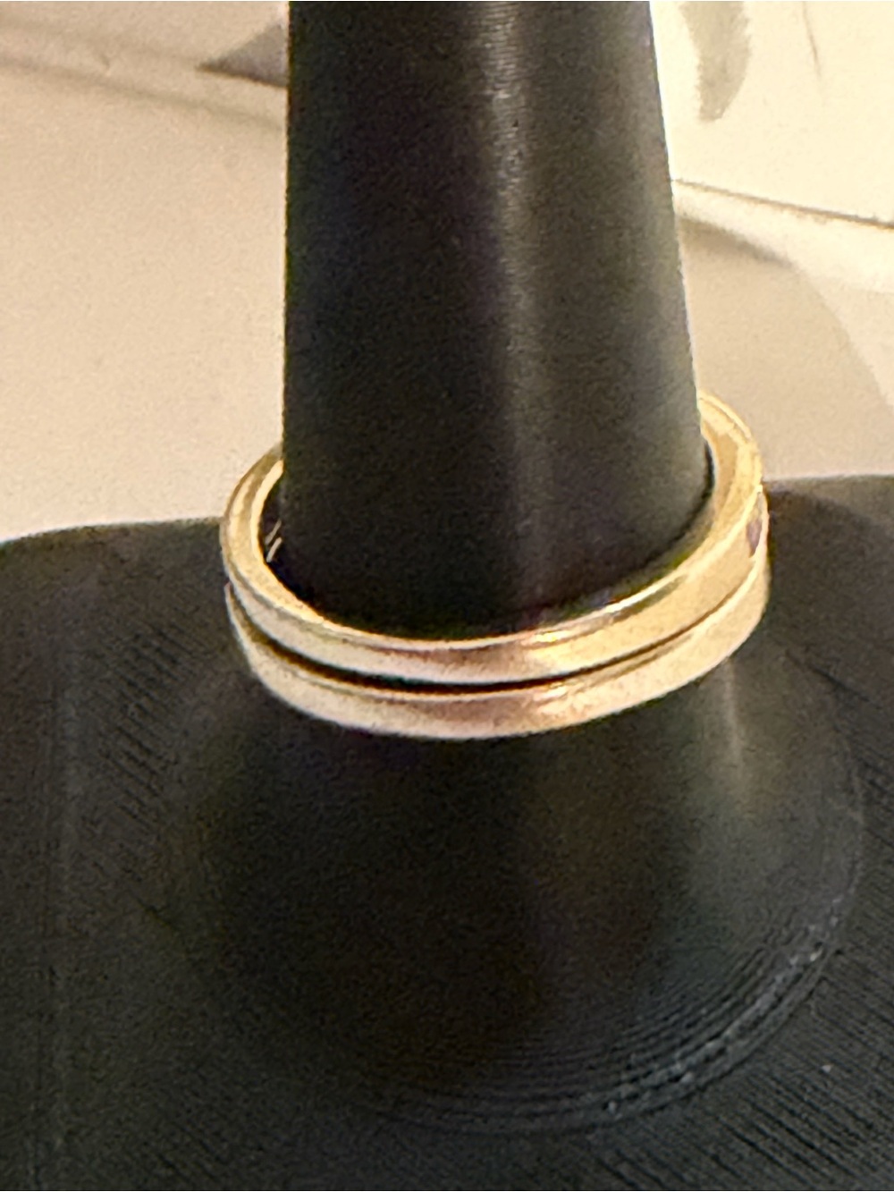 Gold Tone over 925 Sterling Silver CZ Stacker Set of 2 - Picture 2 of 7